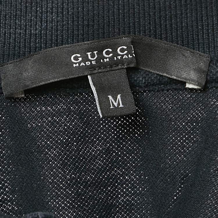 Pre Owned Gucci Multicolor Cotton Collar Web Trim Detail Polo Shirt M