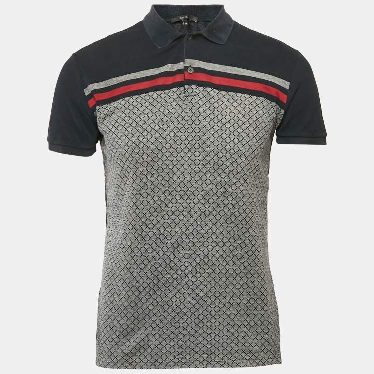 Pre Owned Gucci Multicolor Cotton Collar Web Trim Detail Polo Shirt M