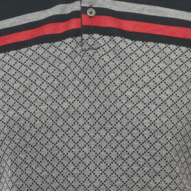 Pre Owned Gucci Multicolor Cotton Collar Web Trim Detail Polo Shirt M