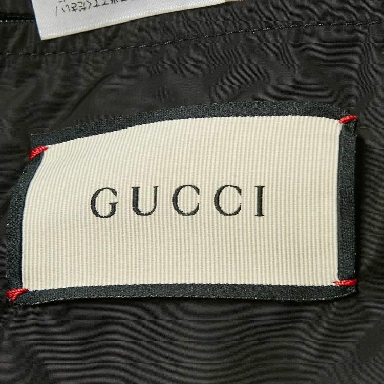 Pre Owned Gucci Multicolor GG Nylon and Satin Web Accent Zip Front Hooded Jacket S