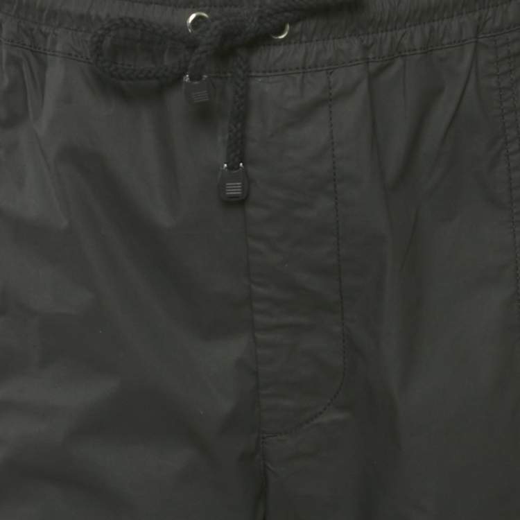 Pre Owned Gucci Black Web Trim Cotton Jogger Pants L