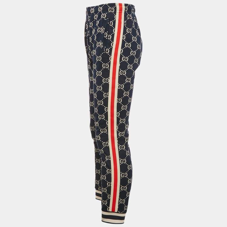 Pre Owned Gucci Navy GG Jacquard Jersey Jogger Pants M