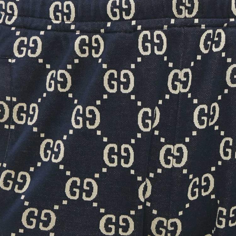 Pre Owned Gucci Navy GG Jacquard Jersey Jogger Pants M