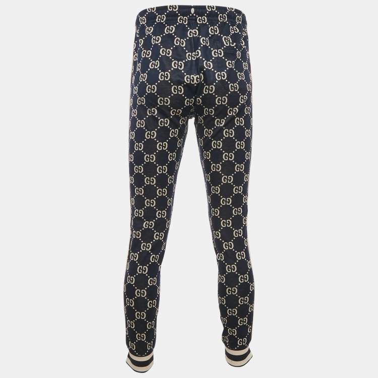 Pre Owned Gucci Navy GG Jacquard Jersey Jogger Pants M