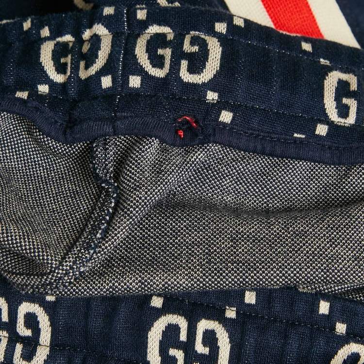 Pre Owned Gucci Navy GG Jacquard Jersey Jogger Pants M