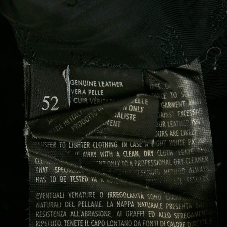 Pre Owned Gucci Black Leather Bomber Jacket XL