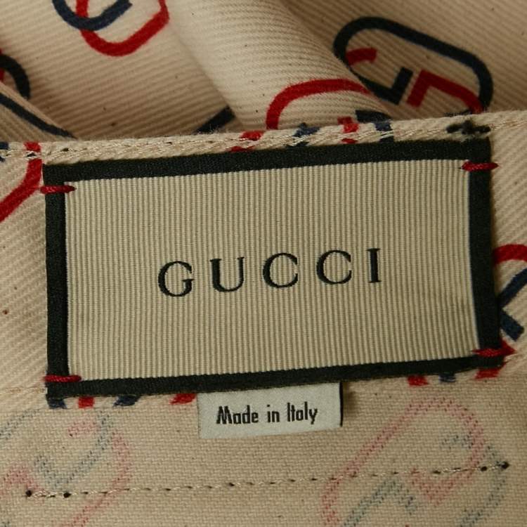 Pre Owned Gucci Off-White GG Print Denim Shorts S