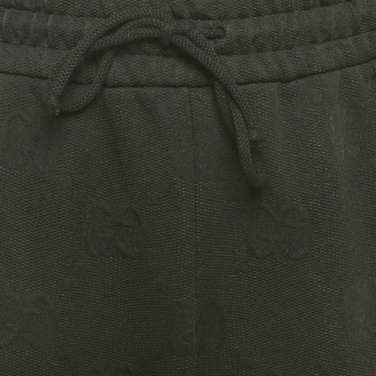 Pre Owned Gucci Black GG Jacquard Knit Web Trim Jogger Trousers M