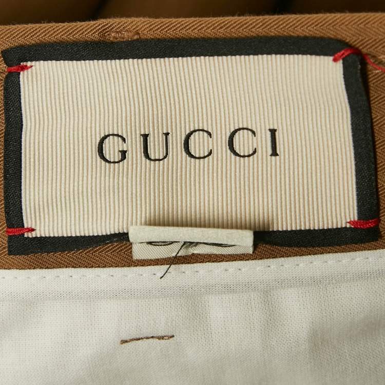 Pre Owned Gucci Brown Cotton Wide-Leg Trousers M