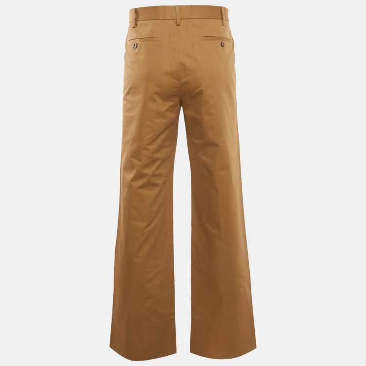 Pre Owned Gucci Brown Cotton Wide-Leg Trousers M