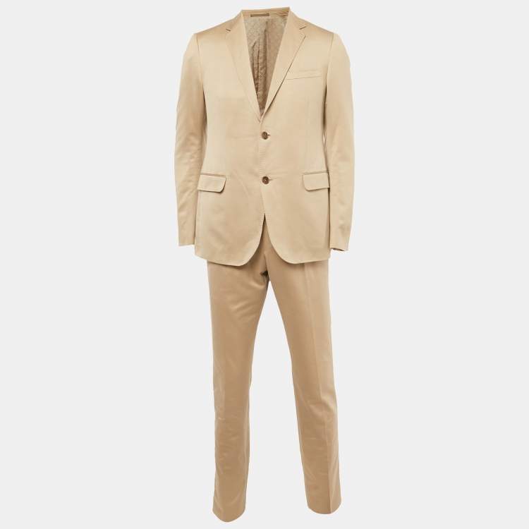 Pre Owned Gucci Beige Cotton Regular Fit Suit L