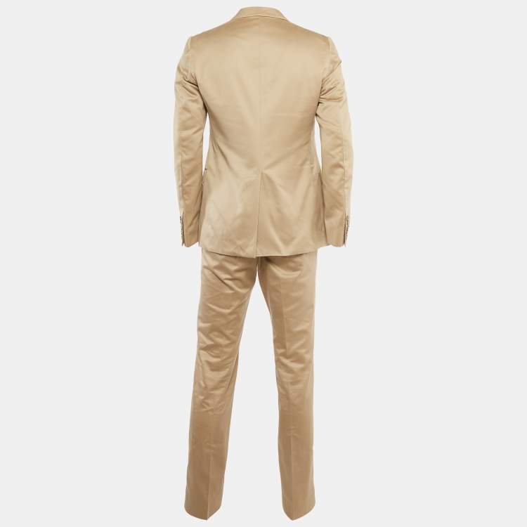 Pre Owned Gucci Beige Cotton Regular Fit Suit L