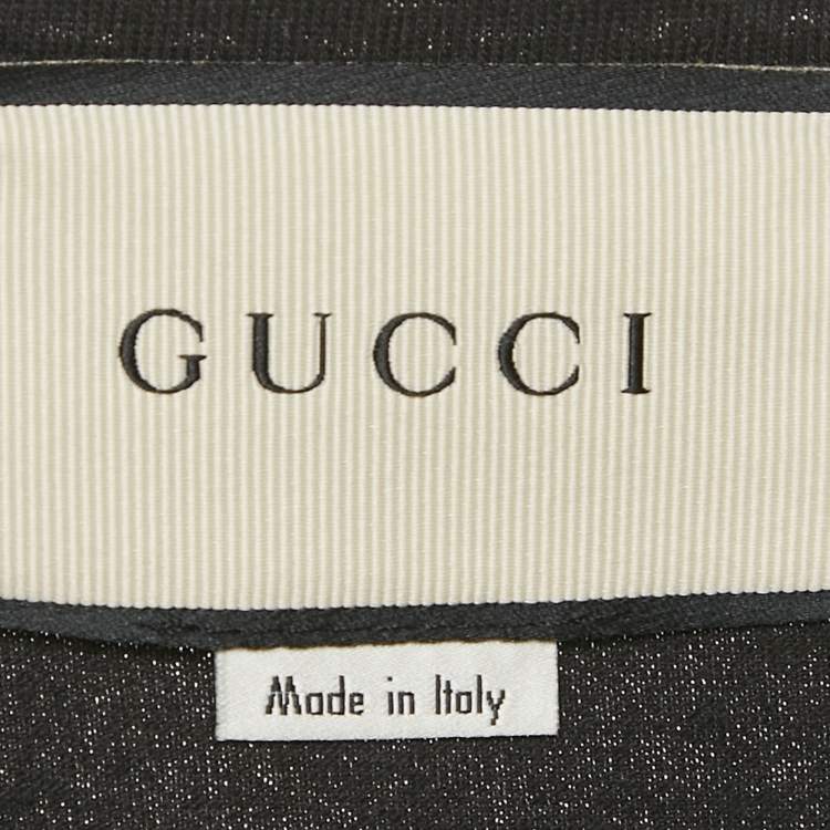 Pre Owned Gucci Black Printed Cotton Crew Neck T-Shirt M