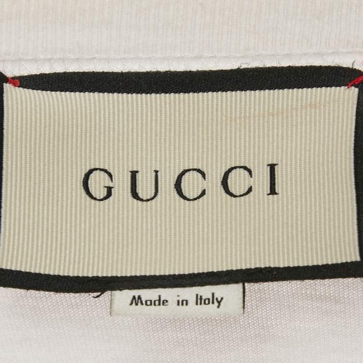 مملوكة مسبقًا Gucci White Vintage Logo Print Jersey Distressed T-Shirt M