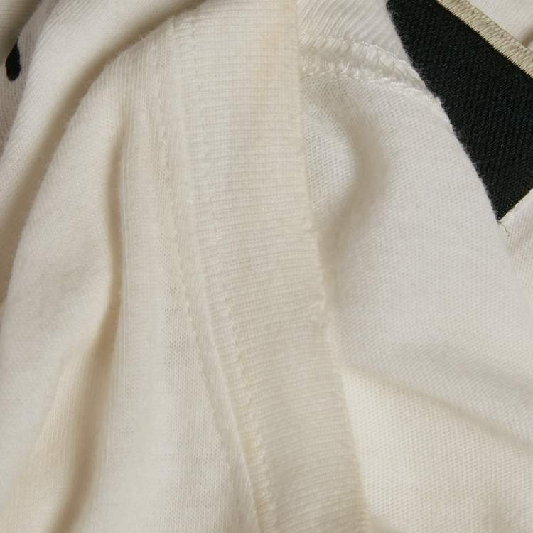 مملوكة مسبقًا Gucci White Vintage Logo Print Jersey Distressed T-Shirt M