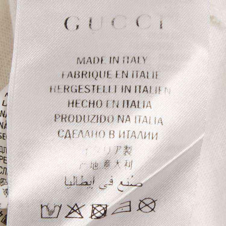 مملوكة مسبقًا Gucci White Vintage Logo Print Jersey Distressed T-Shirt M