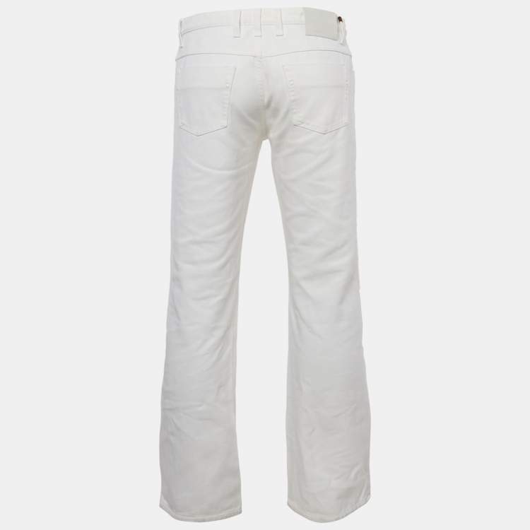 Pre Owned Gucci White Denim Regular Fit Jeans S Waist 32"