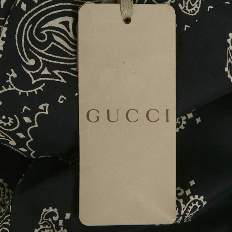 Pre Owned Gucci Navy Blue Bandana Print Cotton Shirt M