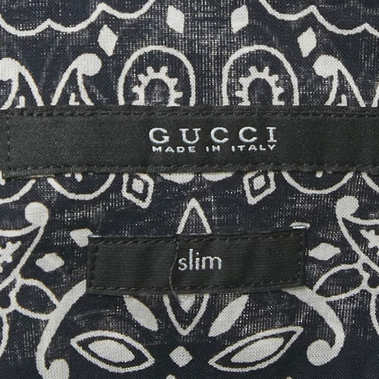 Pre Owned Gucci Navy Blue Bandana Print Cotton Shirt M