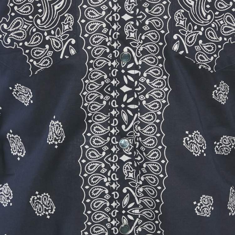 Pre Owned Gucci Navy Blue Bandana Print Cotton Shirt M