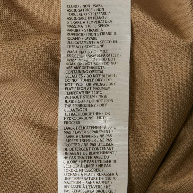 Pre Owned Gucci Beige Web Collar Cotton Piquet Polo T-Shirt XS