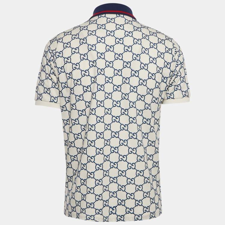 Pre Owned Gucci GG Embroidered Cotton Pique Polo T-Shirt S