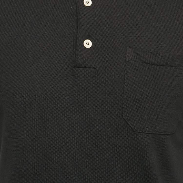 مملوكة مسبقًا Gucci Black Interlocking GG Collar Pique Cotton Polo T-Shirt XS