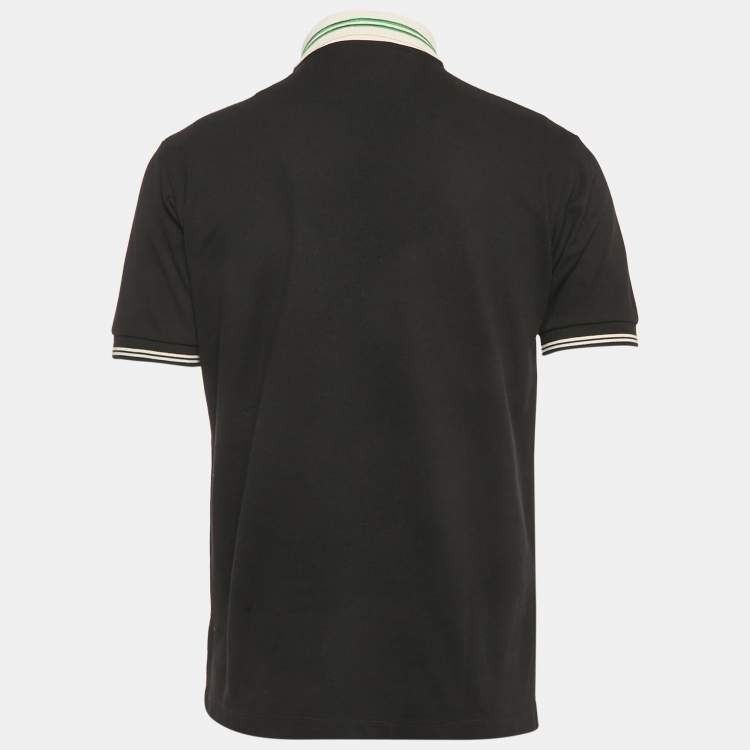 مملوكة مسبقًا Gucci Black Interlocking GG Collar Pique Cotton Polo T-Shirt XS