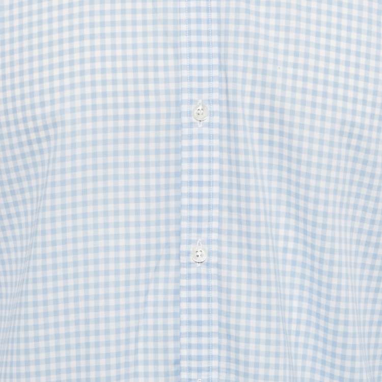 Pre Owned Gucci Blue Checks Cotton Long Sleeve Shirt L