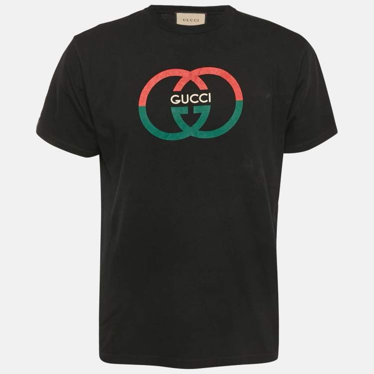 مملوكة مسبقًا Gucci Black GG Logo Print Jersey Short Sleeve T-Shirt S