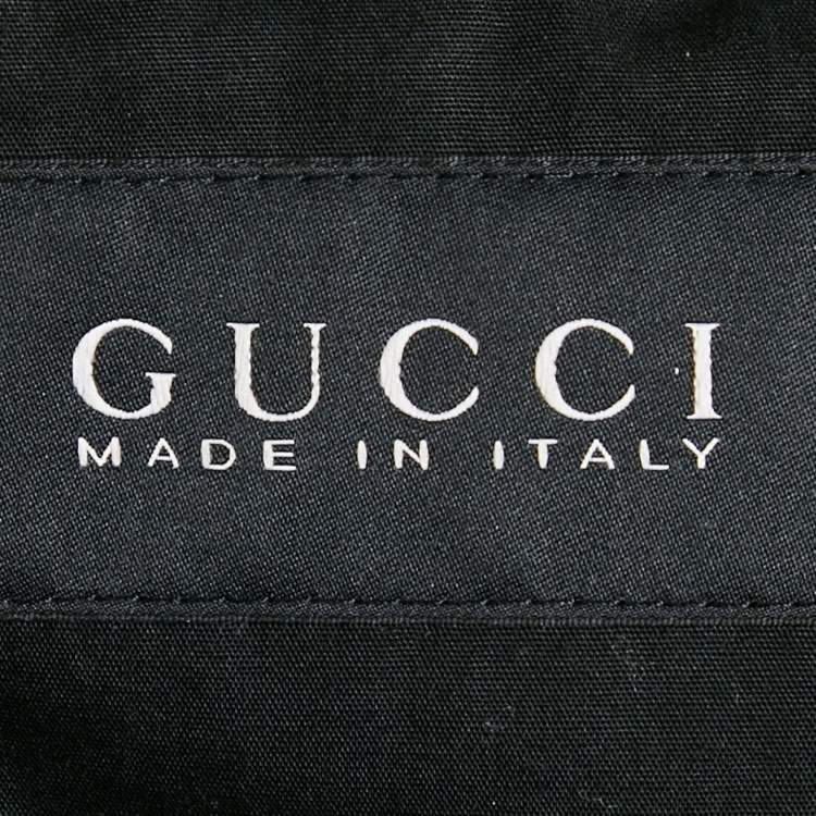 Pre Owned Gucci Black Leather Shearling Bomber Jacket XL
