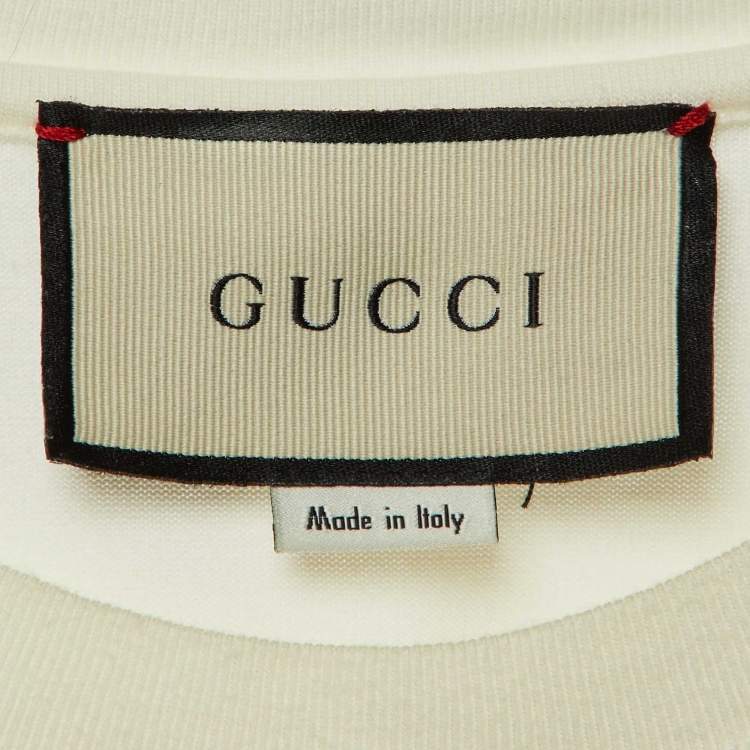 Pre Owned Gucci Tri Color Blade Logo Printed Cotton Knit Crew Neck T-Shirt XS
