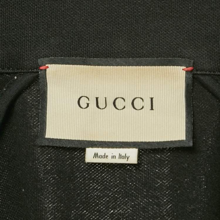 Pre Owned Gucci Black Web Accent Technical Jersey Track Jacket L