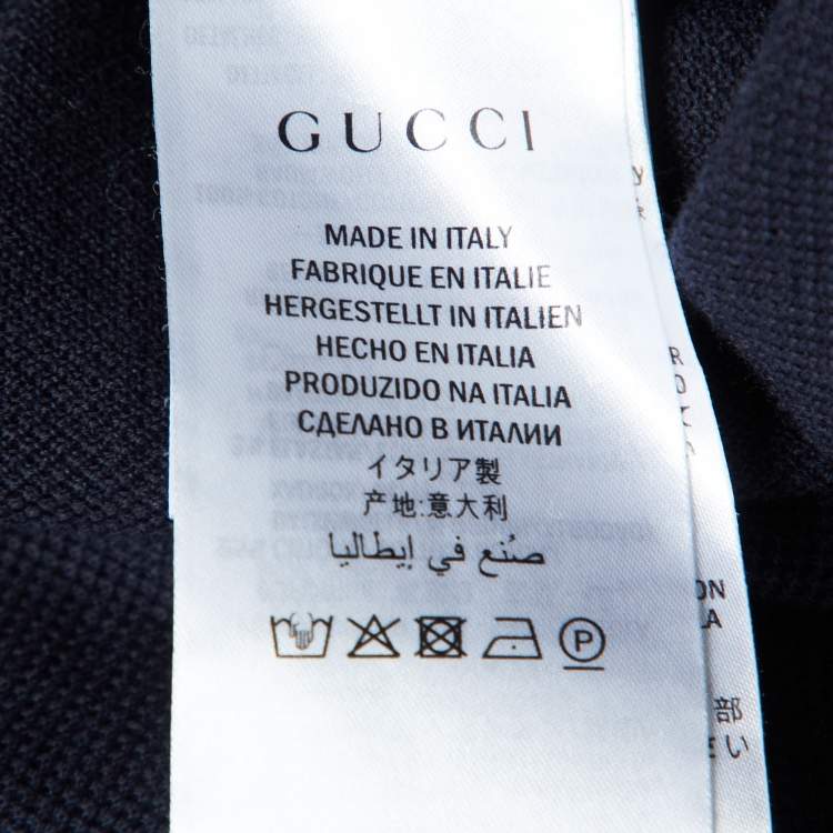 Pre Owned Gucci Navy Blue Cotton Pique Polo T-Shirt XS