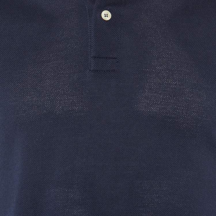 Pre Owned Gucci Navy Blue Cotton Pique Polo T-Shirt XS