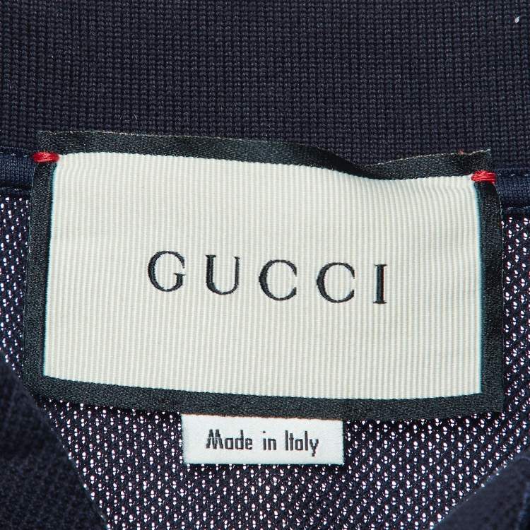 Pre Owned Gucci Navy Blue Cotton Pique Polo T-Shirt XS