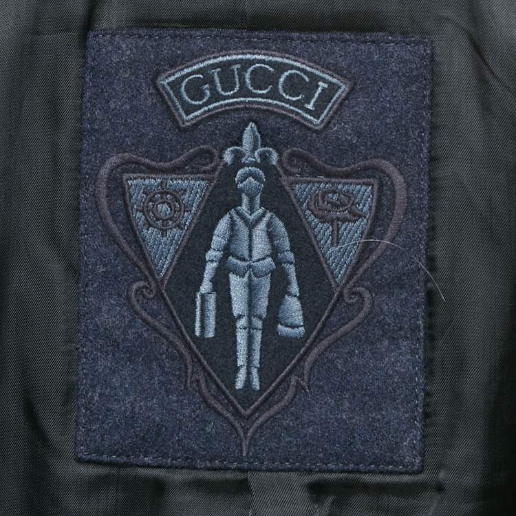 Pre Owned Gucci Blue Wool Felt Regular Fit Blazer L