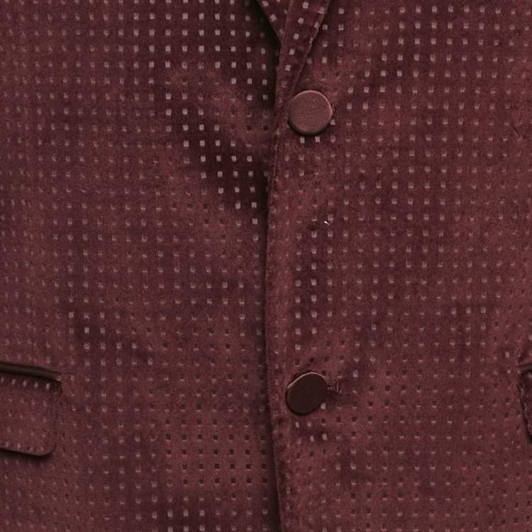 Pre Owned Gucci Burgundy Velvet Single Breasted Blazer L