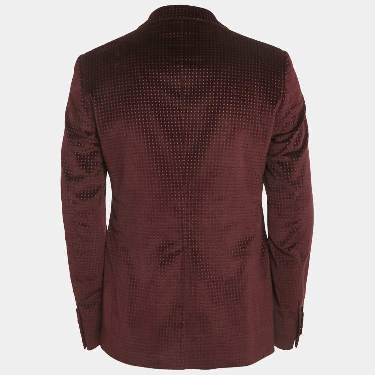 Pre Owned Gucci Burgundy Velvet Single Breasted Blazer L