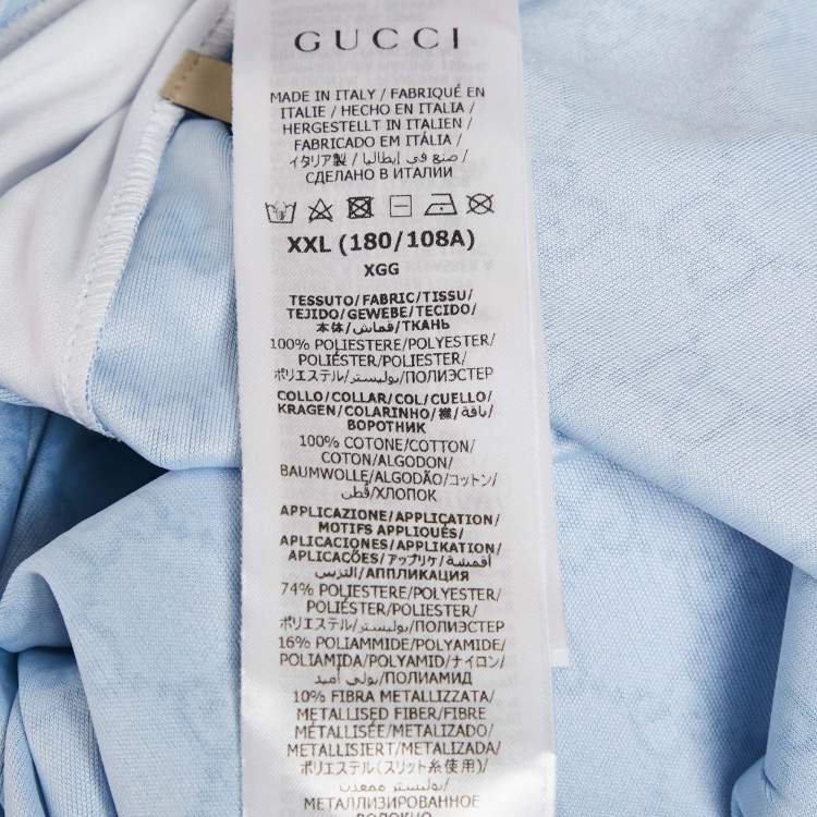 Pre Owned Gucci x Palace Blue Printed Jersey T-Shirt XXL