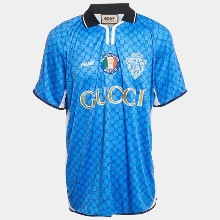 Pre Owned Gucci x Palace Blue Printed Jersey T-Shirt XXL