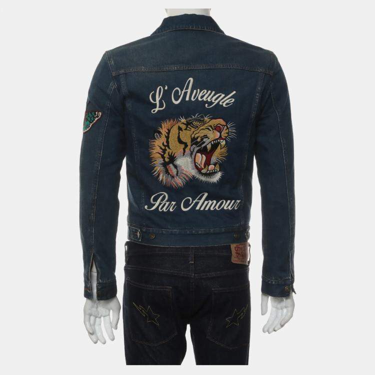 Pre Owned Gucci L'Aveugle Par Amour Denim Jacket FR 44