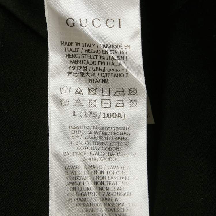 Pre Owned Gucci Black Logo Print Jersey Crewneck T-Shirt L