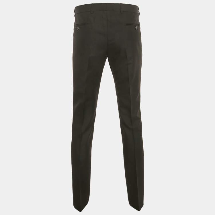 Pre Owned Gucci Black Wool Regular Trousers  L