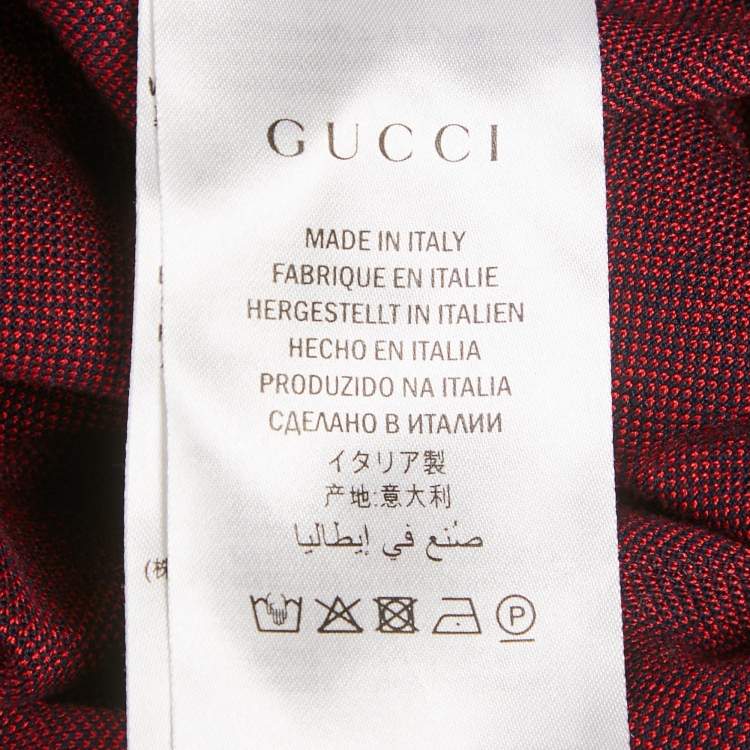 Pre Owned Gucci Navy Blue GG Jacquard Cotton Knit Zip-Up Jacket S