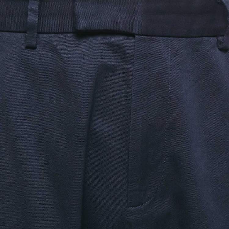 Pre Owned Gucci Navy Blue Gabardine Web Side Trim Trouser XL 