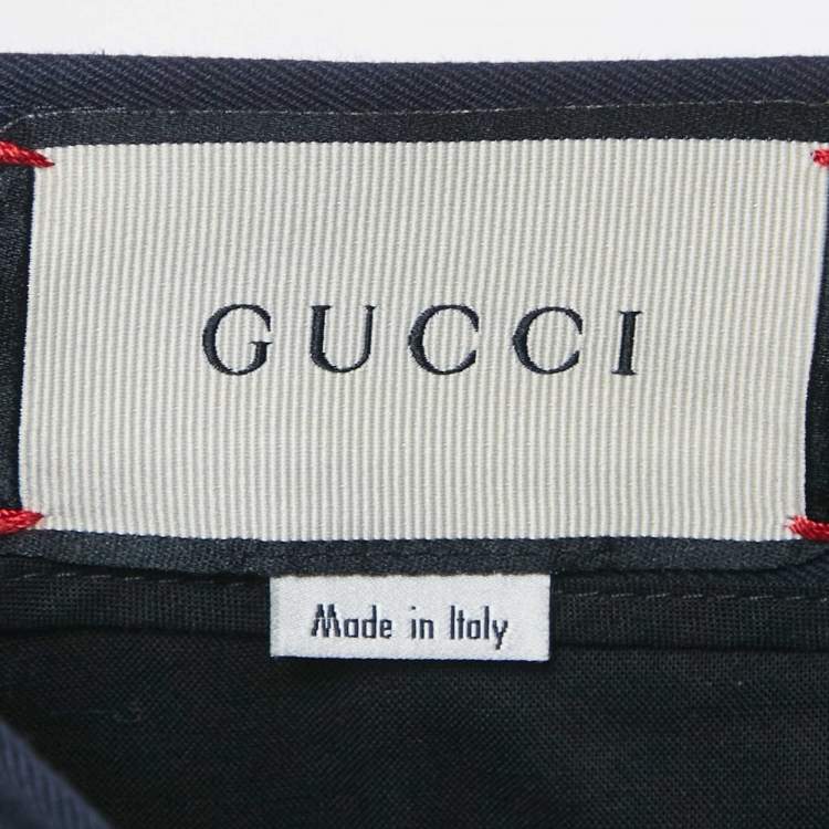 Pre Owned Gucci Navy Blue Gabardine Web Side Trim Trouser XL 