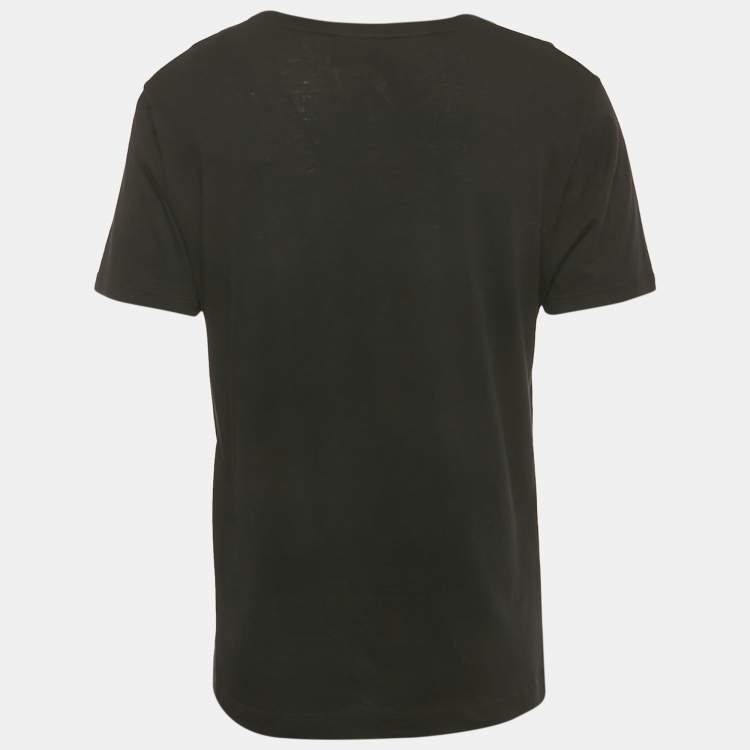 Pre Owned Gucci Black GG Web Print Cotton Crewneck T-Shirt S 