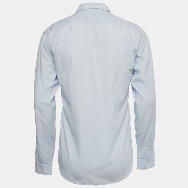 Pre Owned Gucci Blue Cotton Long Sleeve Skinny Shirt M