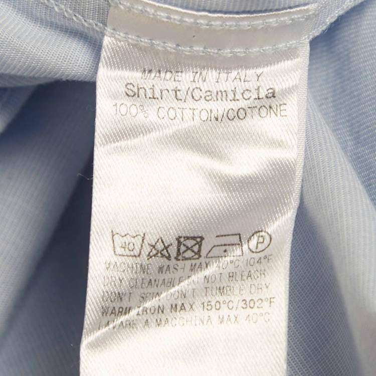 Pre Owned Gucci Blue Cotton Long Sleeve Skinny Shirt M
